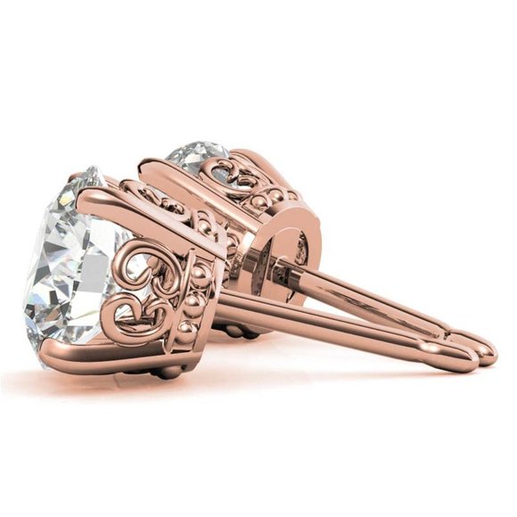 0.70 CTW Round Cut Natural Earth Mined Diamond Butterfly Style Solitaire Earring - Picture 2 of 5